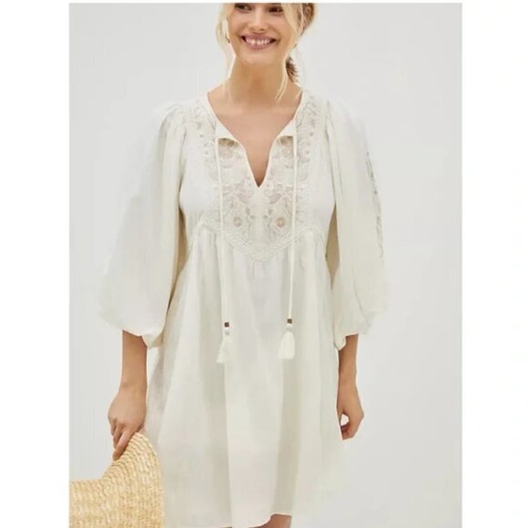 New Anthropologie Viveka Embroidered Lace Floral Ivory Mini Dress NWT Size XS - Picture 5 of 17